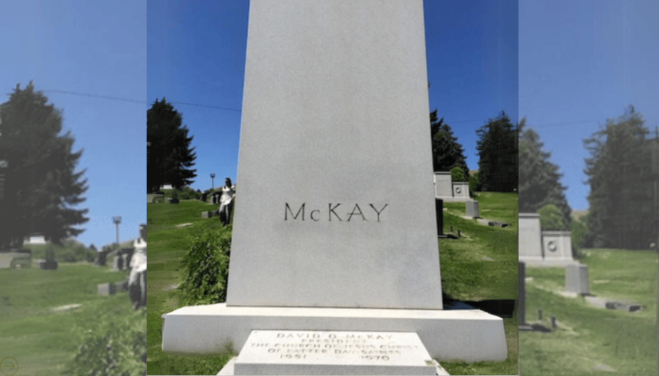 Sepultura do profeta David O. McKay no mesmo cemitério de onde o presidente Nelson foi sepultado.